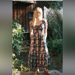 Christy Dawn Brynne Patchwork Blues Dress